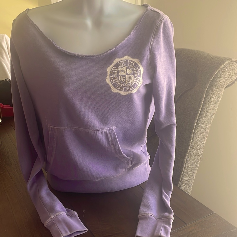 VS Pink crew neck purple sweater